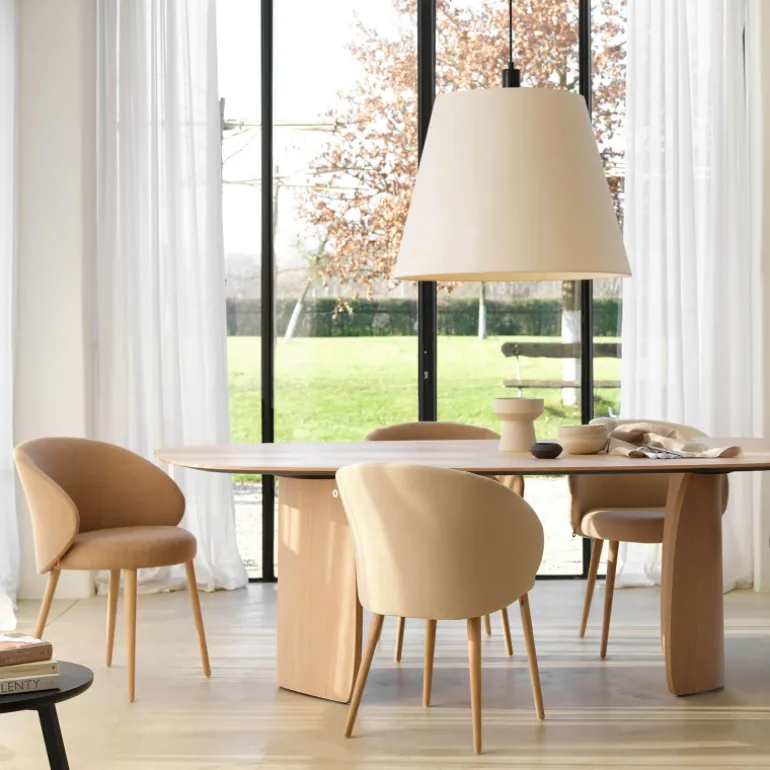 Neo Mobitec ® Fauteuil cosy confortable en tissu et pieds bois