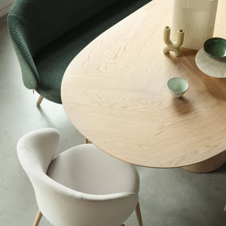 Neo Mobitec ® Fauteuil cosy confortable en tissu et pieds bois