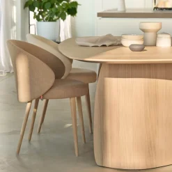 Neo Mobitec ® Fauteuil cosy confortable en tissu et pieds bois