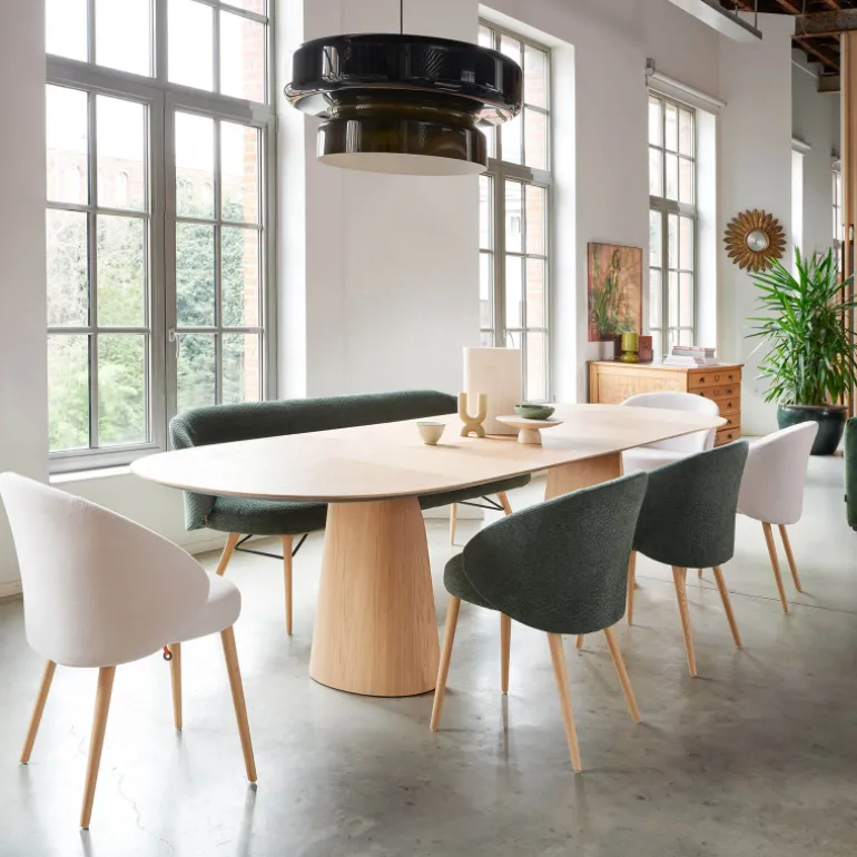 Neo Mobitec ® Fauteuil cosy confortable en tissu et pieds bois