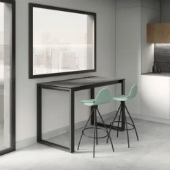 Neox Table snack en céramique avec pieds forme traineau en métal faible profondeur