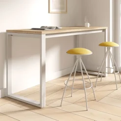 Neox Table snack en stratifié pieds forme traineau en métal faible profondeur