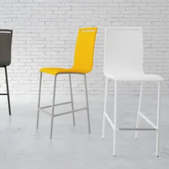 Nera Tabouret snack en métal et bois hauteur 65 cm