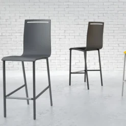 Nera Tabouret snack en métal et bois hauteur 65 cm