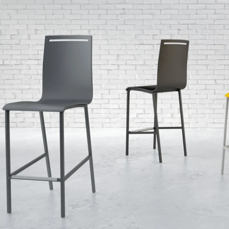 Nera Tabouret snack en métal et bois hauteur 65 cm