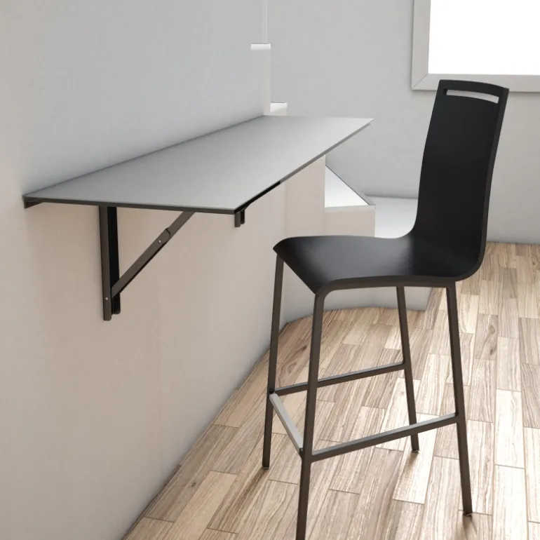 Nera Tabouret snack en métal et bois hauteur 65 cm