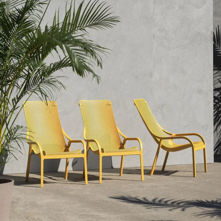 Net Lounge Fauteuil lounge extérieur en polypropylène recyclable empilable