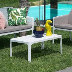 Net Table basse de jardin moderne avec plateau micro perforé 100 x 60 cm