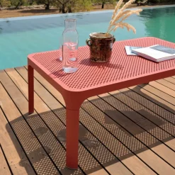 Net Table basse de jardin moderne avec plateau micro perforé 100 x 60 cm