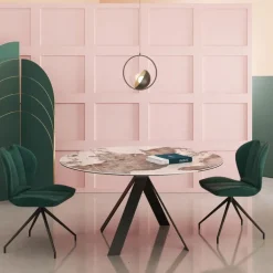 New AustinTable moderne en céramique extensible avec pieds en métal noir