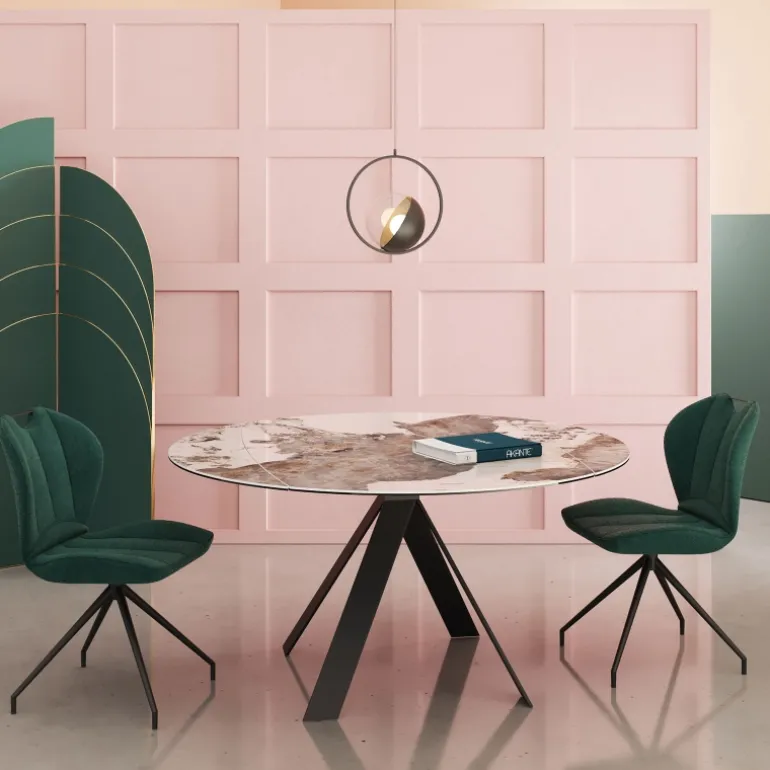 New AustinTable moderne en céramique extensible avec pieds en métal noir