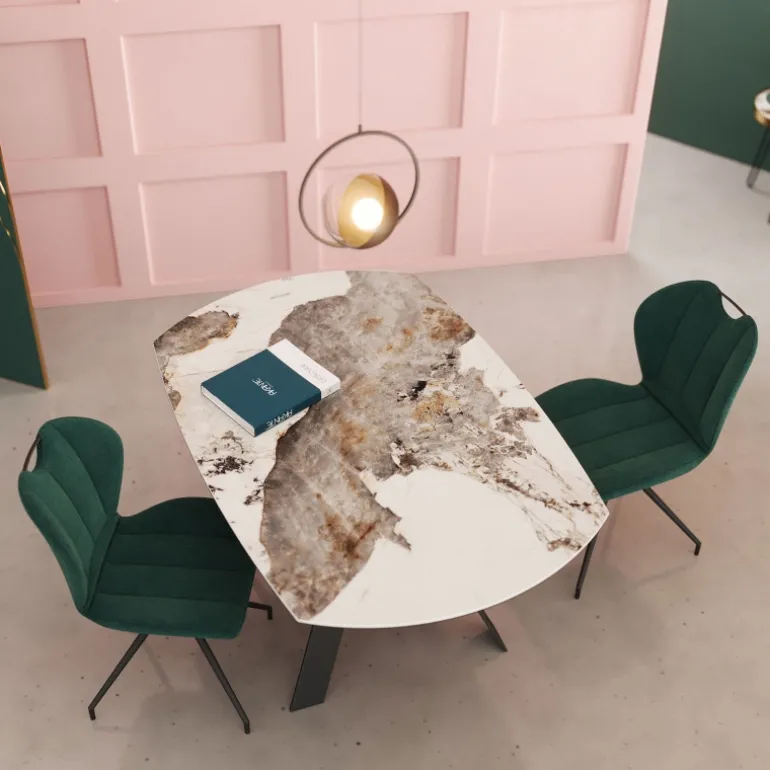 New AustinTable moderne en céramique extensible avec pieds en métal noir