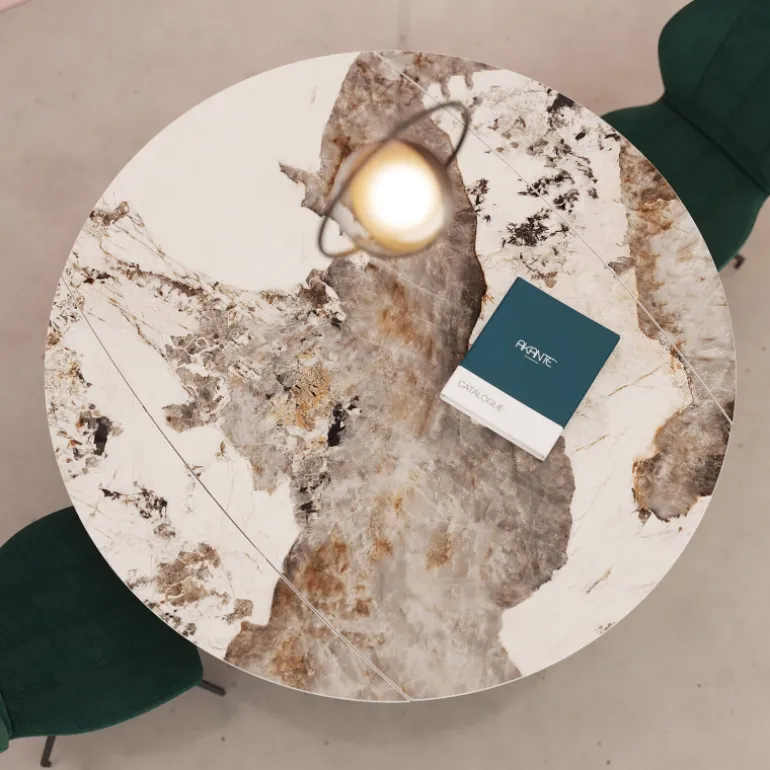 New AustinTable moderne en céramique extensible avec pieds en métal noir