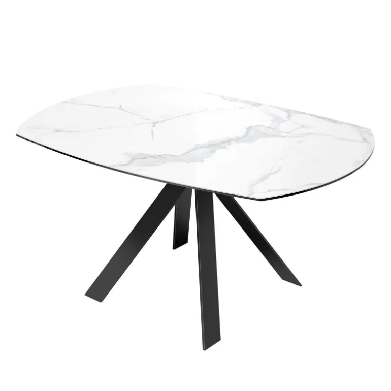 New AustinTable moderne en céramique extensible avec pieds en métal noir