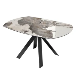 New AustinTable moderne en céramique extensible avec pieds en métal noir