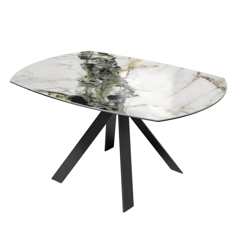 New AustinTable moderne en céramique extensible avec pieds en métal noir