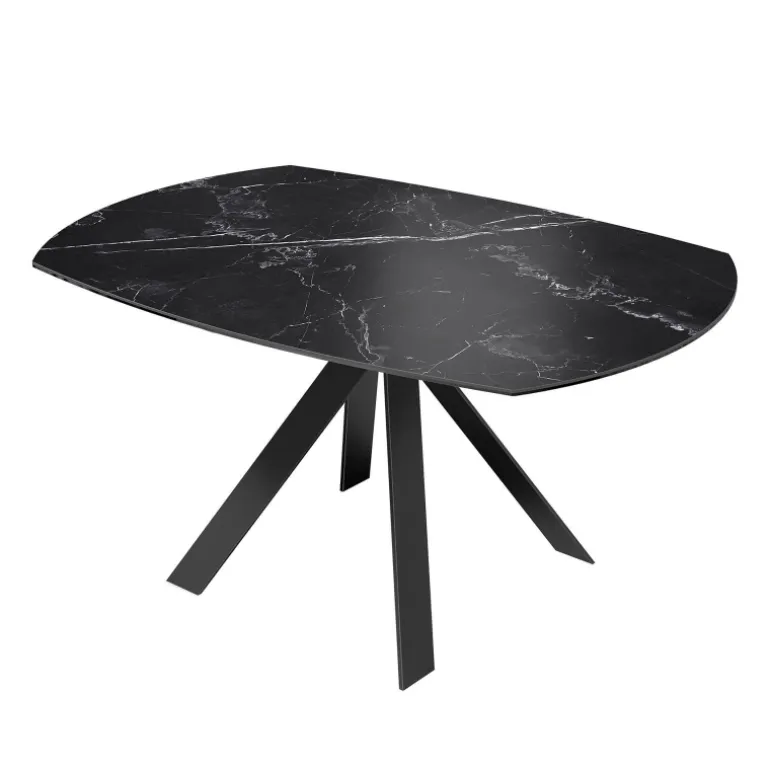 New AustinTable moderne en céramique extensible avec pieds en métal noir