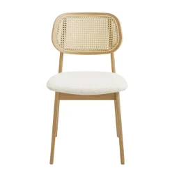 NinaChaise en bois avec dossier en cannage et assise tissu
