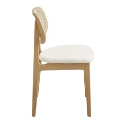 NinaChaise en bois avec dossier en cannage et assise tissu