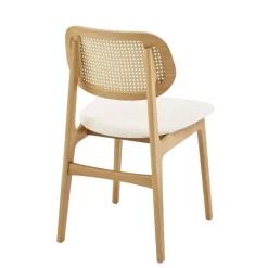 NinaChaise en bois avec dossier en cannage et assise tissu
