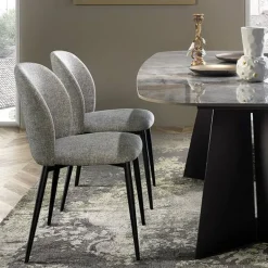 Odette Chaise moderne avec dossier incurvé en tissu et pieds en métal