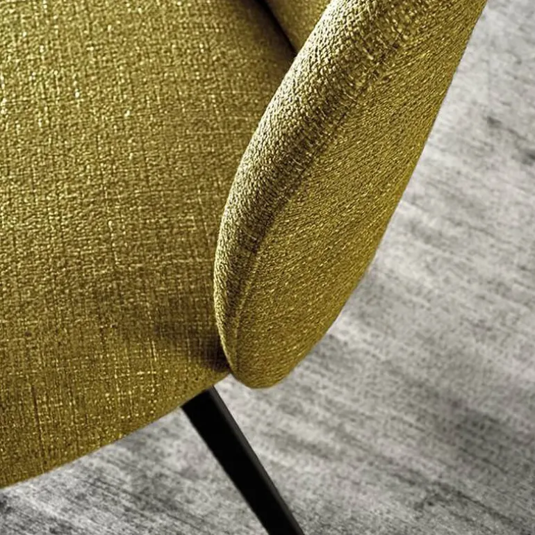 Odette Chaise moderne avec dossier incurvé en tissu et pieds en métal