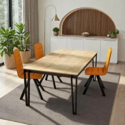 Okaso Table de salle à manger rectangulaire en stratifié pieds en épingle