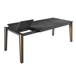 Okaso Table moderne extensible en céramique avec pieds bois et métal