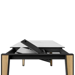 Okaso Table moderne extensible en céramique avec pieds bois et métal