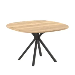 Onyx Table carrée avec bords arrondis et pied central design en métal
