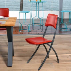 Ophélie Carrier® Chaise de fabrication française en croûte de cuir et métal