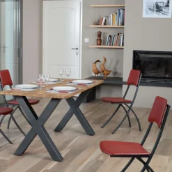 Ophélie Carrier® Chaise de fabrication française en croûte de cuir et métal