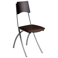 Ophélie Carrier® Chaise de cuisine en métal et synthétique dossier bois wengé