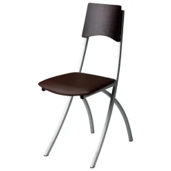 Ophélie Carrier® Chaise de cuisine en métal et synthétique dossier bois wengé