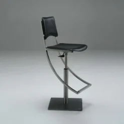 Ophélie Carrier® Tabouret réglable en métal et croûte de cuir