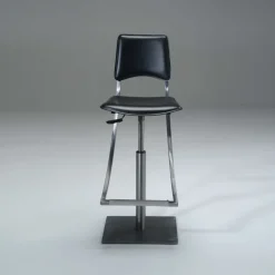 Ophélie Carrier® Tabouret réglable en métal et croûte de cuir