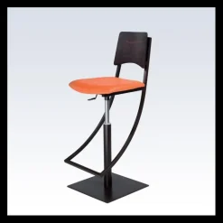 Ophélie Carrier® Tabouret réglable en métal et synthétique dossier bois wengé