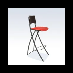 Ophélie Carrier® Tabouret snack contemporain pliant en métal et synthétique dossier bois wengé