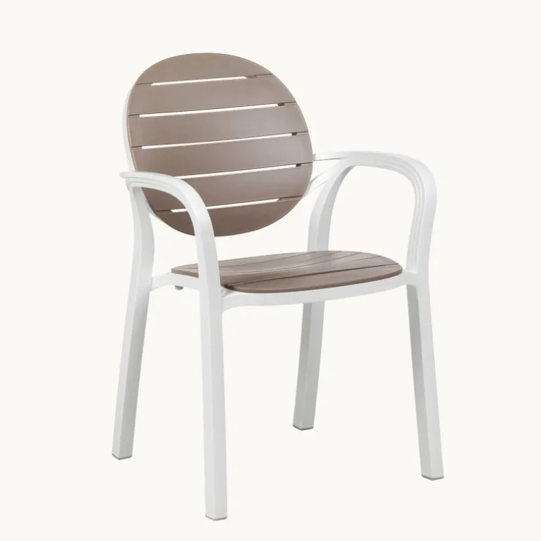 Palma Fauteuil en polypropylène coloris blanc et taupe