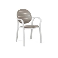 Palma Fauteuil en polypropylène coloris blanc et taupe