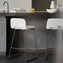 Pamp Mobitec ® Tabouret snack design en tissu avec dossier bas et pieds en métal