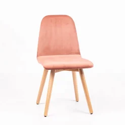 Pandora diamant Chaise scandinave en tissu dos matelassé pieds bois