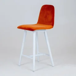 Pandora diamant Tabouret snack dos matelassé en tissu et pieds en bois