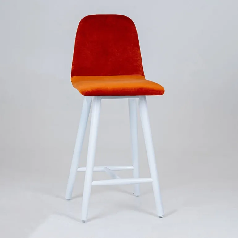 Pandora diamant Tabouret snack dos matelassé en tissu et pieds en bois