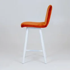 Pandora diamant Tabouret snack dos matelassé en tissu et pieds en bois