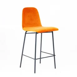 Pandora diamant Tabouret snack dos matelassé en tissu et pieds métal