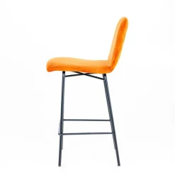 Pandora diamant Tabouret snack dos matelassé en tissu et pieds métal