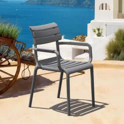 Paris Fauteuil de jardin empilable en polypropylène avec accoudoirs