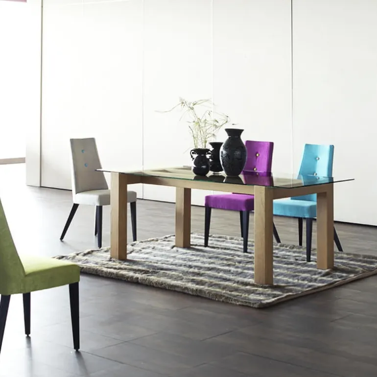 Park Chaise contemporaine en tissu et pieds bois