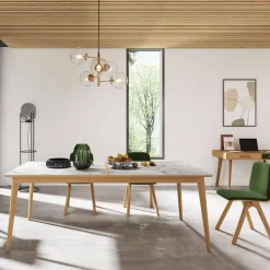 Paul Table à manger scandinave en bois et céramique